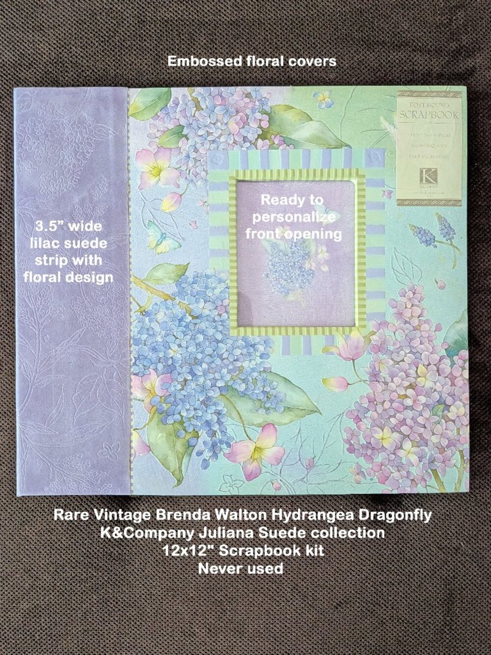 Rare VTG Brenda Walton Hydrangea Dragonfly K&Company Juliana Suede collection